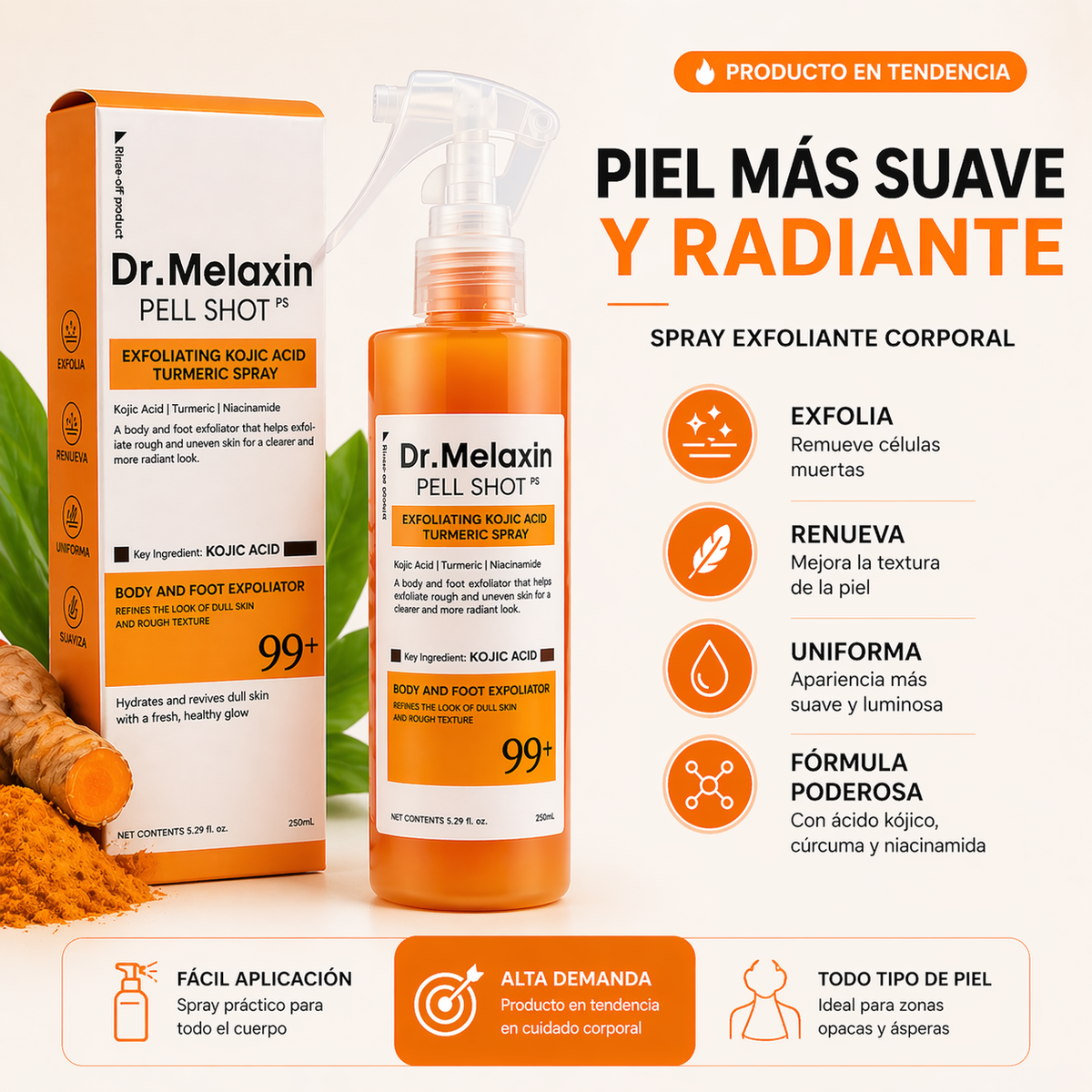 Dr. Melaxin Spray exfoliante Pell Shot con ácido kójico y cúrcuma